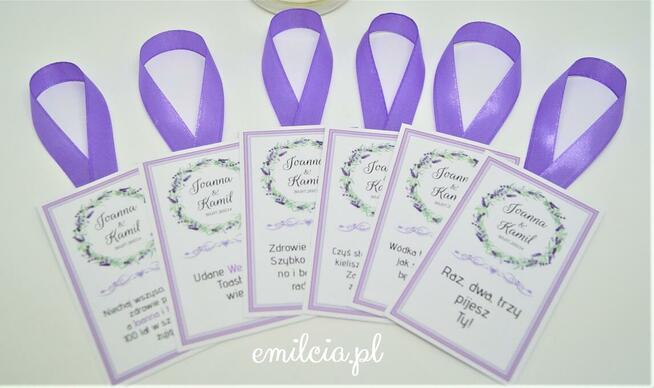 Zawieszki na butelki wykonane na zamówienie z okazji Ślubu