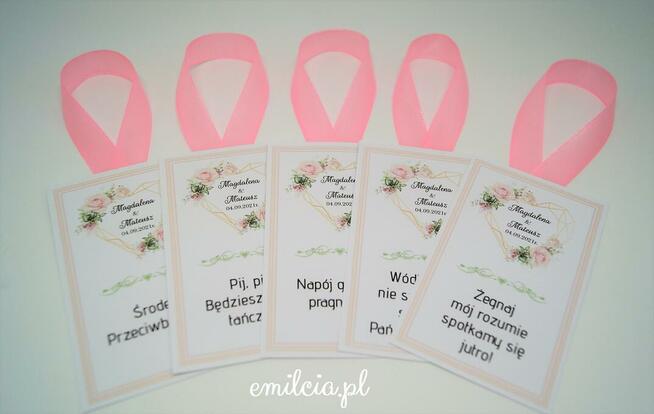 Zawieszki na butelki wykonane na zamówienie z okazji Ślubu