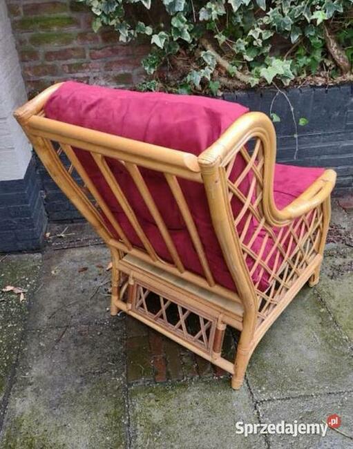 Duży piękny wygodny Fotel jasny RATTAN GrubePoduchy JAK NOWE