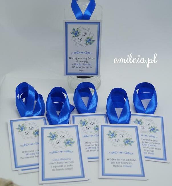 Zawieszki na butelki wykonane na zamówienie z okazji Ślubu