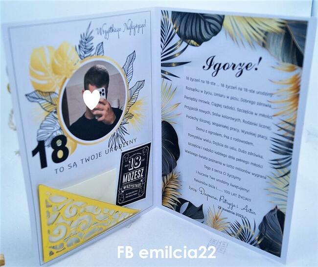 Spersonalizowana kartka z życzeniami z okazji 18 urodzin