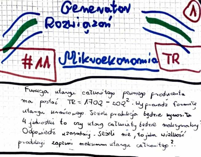 Utarg krańcowy, Optymalna produkcja - Zestaw rozwiązań