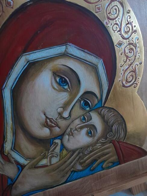Ikona Madonna Miłująca, złoto 23 karat