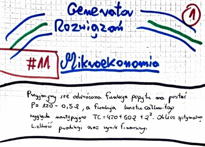 Utarg krańcowy, Optymalna produkcja - Zestaw rozwiązań