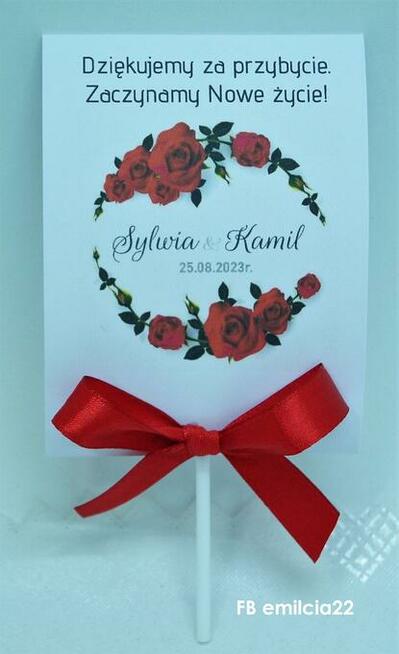 Lizaki podziękowanie dla gości z okazji Ślubu, Czerwony