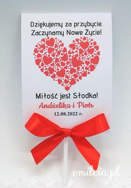 Lizaki podziękowanie dla gości z okazji Ślubu, Czerwony