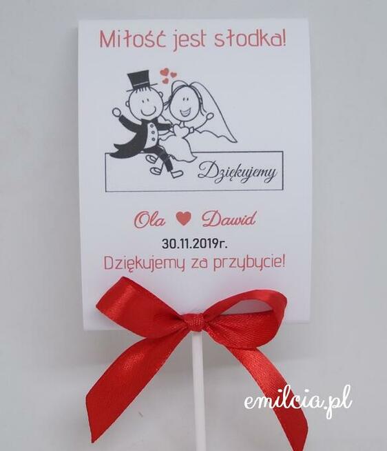 Lizaki podziękowanie dla gości z okazji Ślubu, Czerwony