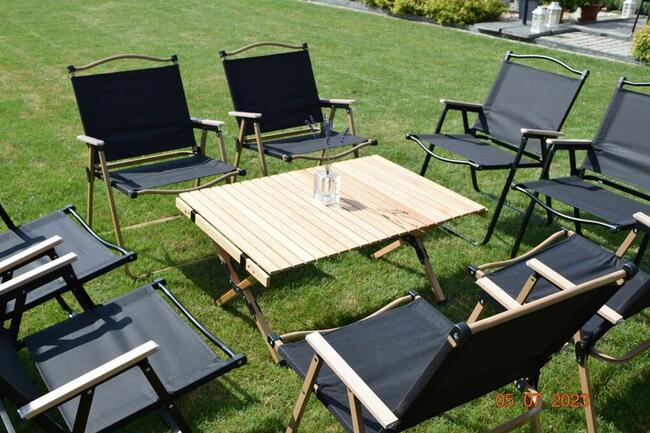 Składany stół Krzesło zestaw camping turystyczny buk drewno