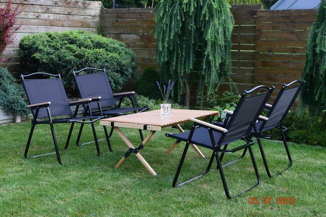 Składany stół Krzesło zestaw camping turystyczny buk drewno