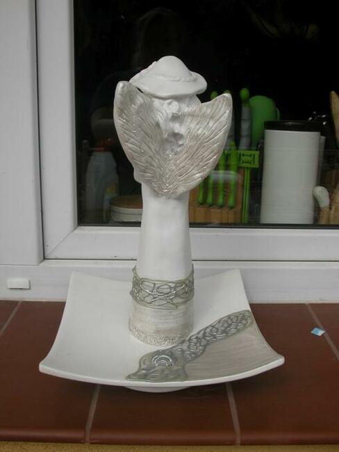 świecznik - figurka anioł ręcznie zdobiona