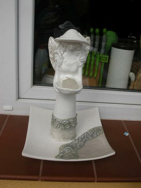 świecznik - figurka anioł ręcznie zdobiona