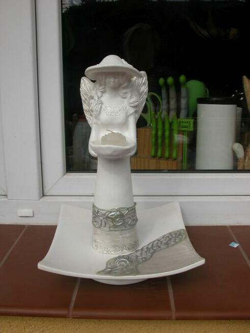 świecznik - figurka anioł ręcznie zdobiona