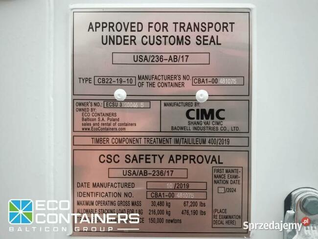 Kontener morski 20DC MAGAZYN nowy ONE WAY