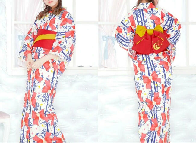Nowe damskie kimono yukata z pasem obi