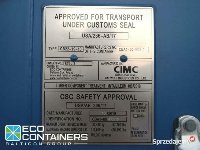 Kontener morski 20DC nowy magazyn ONE WAY