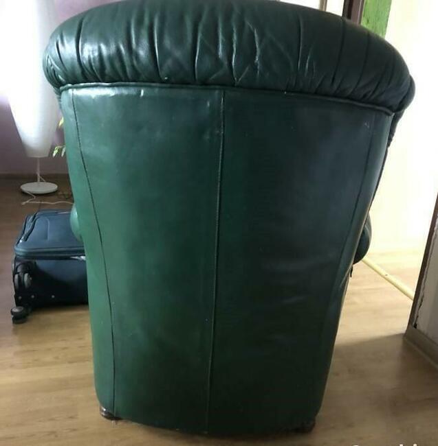 Sofa i dwa fotele - skóra - antyk