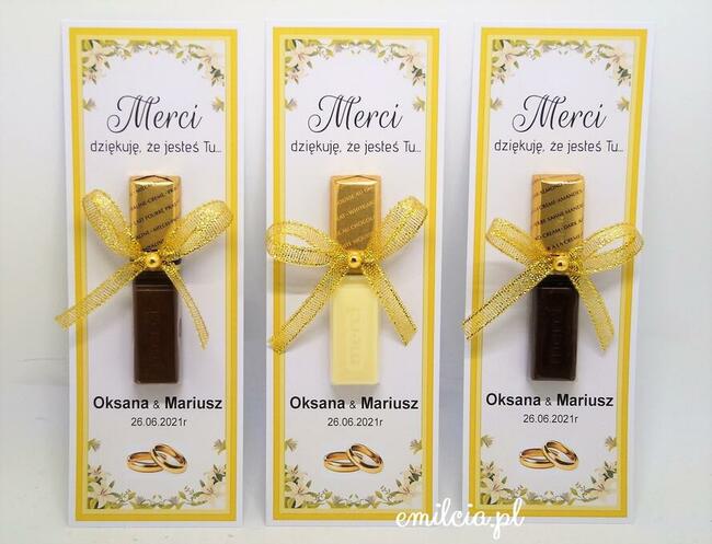 Merci podziękowanie dla gości z okazji Ślubu