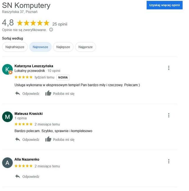 Serwis komputerowy SN Komputery 24H_Poznań - Grunwald