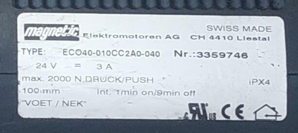 Siłownik elektryczny 24v MADE: SWISS - Szwajcaria