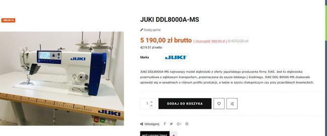 Stębnówka Juki DDL 8000 Nowa !!!