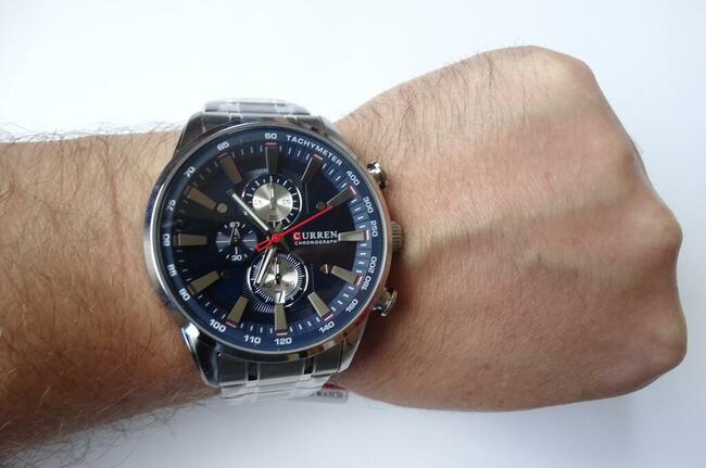 Duży zegarek męski z chronografem Curren bransoleta pudełko