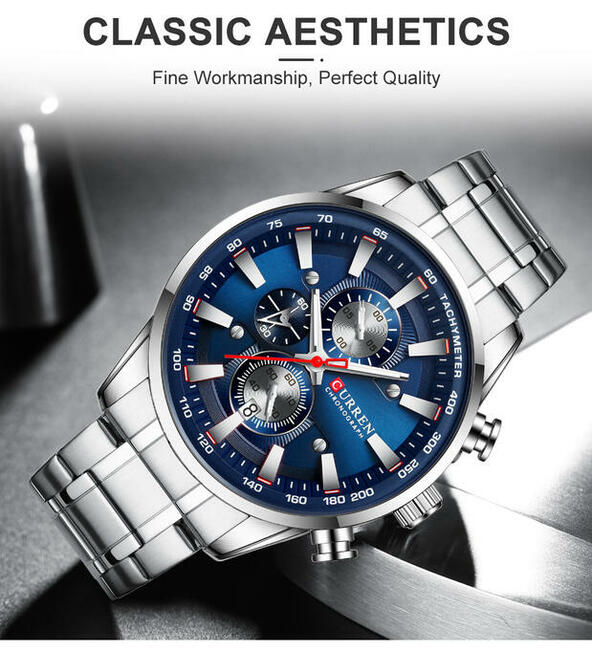 Duży zegarek męski z chronografem Curren bransoleta pudełko