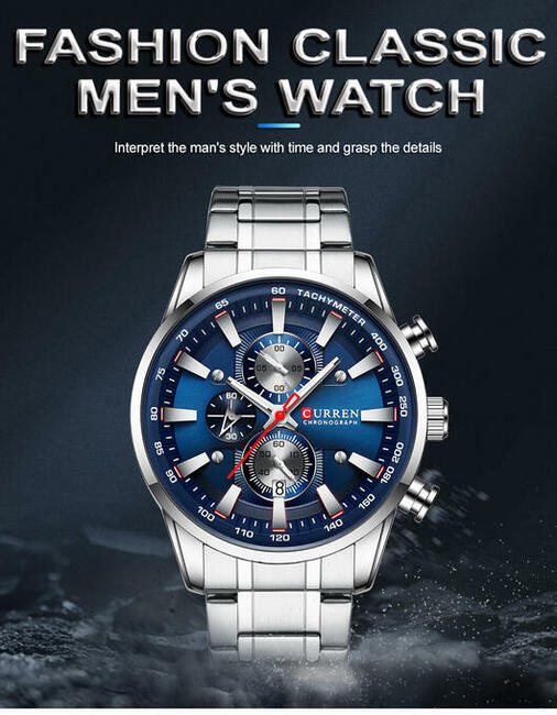 Duży zegarek męski z chronografem Curren bransoleta pudełko