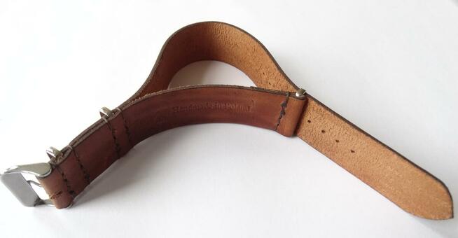 Pasek NATO skórzany do zegarka 20mm vintage brąz hand made
