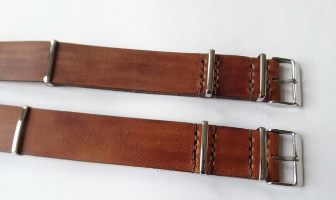 Pasek NATO skórzany do zegarka 20mm vintage brąz hand made