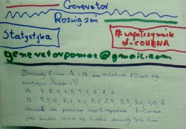 Współczynnik D-Cohena i in - Zestaw rozwiązań