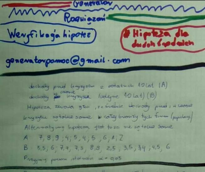 Test równości dwóch średnich - Zestaw rozwiązań