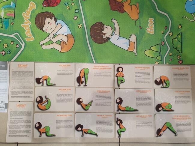 QMED BABY YOGA Mata do ćwiczeń dla dzieci + zestaw kart