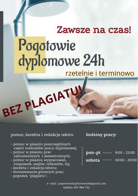 Pogotowie dyplomowe 24h - pisanie prac