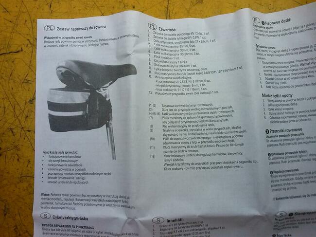 Torba kolarska, zestaw naprawczy, nowa, 40 zł.