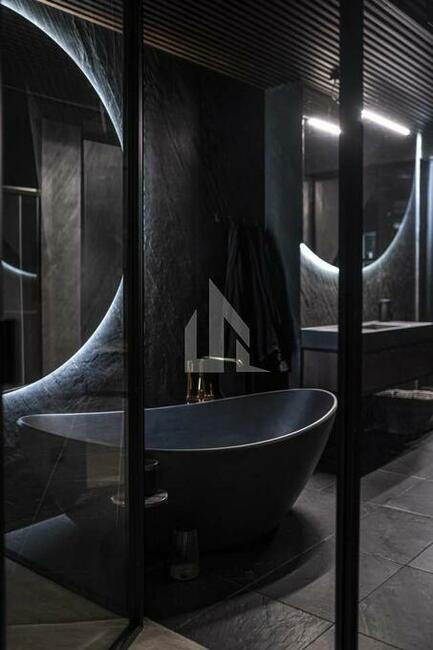 Fornir kamienny Ocean Black – wykończenie salonu / STONELAND