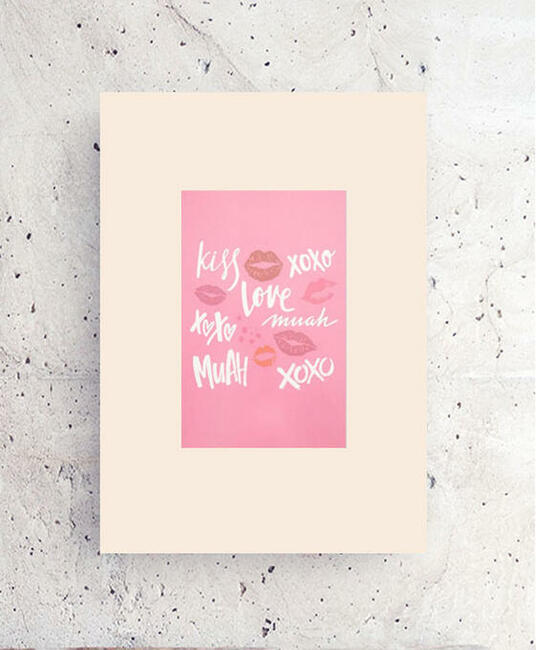 boho plakat A4, pastelowy obrazek całusy