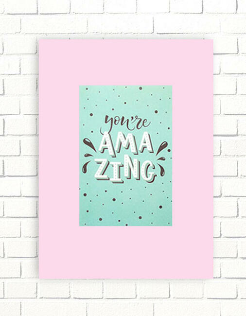 różowo miętowy plakat A4, amazing plakat A4