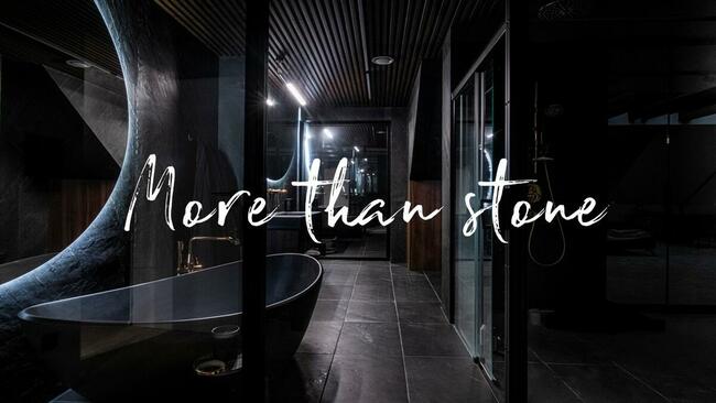 Fornir kamienny Ocean Black – wykończenie salonu / STONELAND