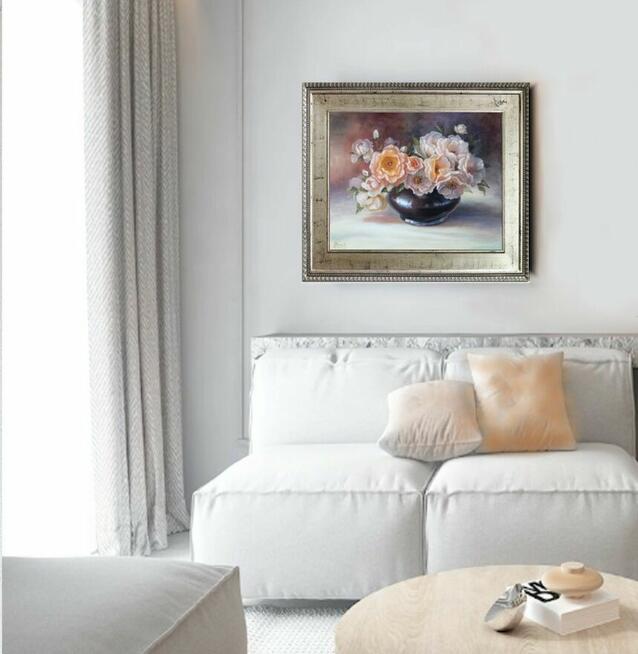 Bukiet Róż, ręcznie malowany olejny, L. Olbrycht