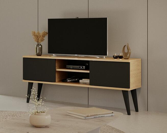 Nowoczesna szafka pod telewizor Toronto 120 dąb artisan/czarny