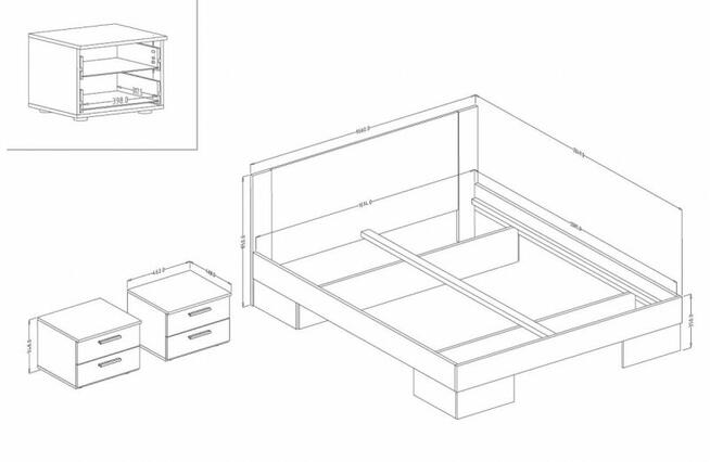 Łóżko Vera 180/200 + 2 stoliki nocne - 596 zł
