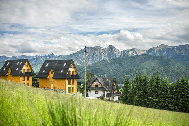 Ap. Bystra, Zakopane, widok na Tatry, wiosna Zakopane