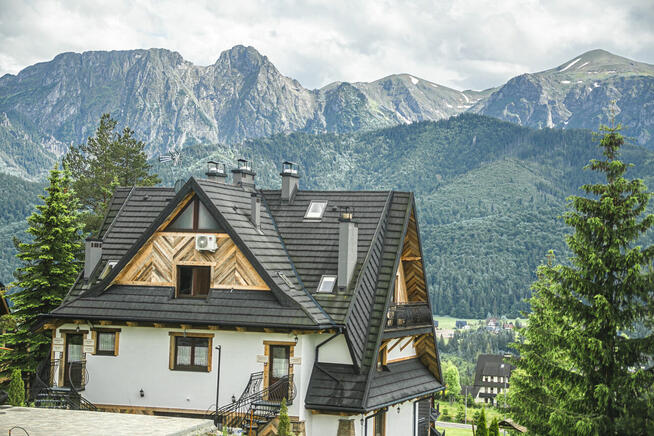 Ap. Hruby Regiel, widok, kominek, wiosna Zakopane