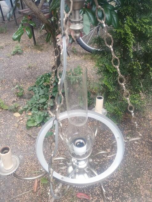 Piękna lampa żyrandol z oryginalnym abażurem -kloszem
