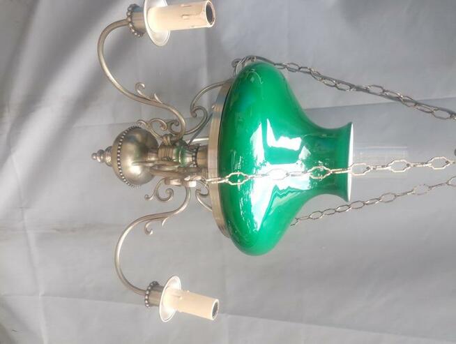 Piękna lampa żyrandol z oryginalnym abażurem -kloszem