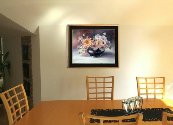 Bukiet Róż, ręcznie malowany olejny, L. Olbrycht