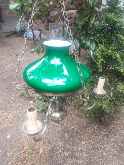 Piękna lampa żyrandol z oryginalnym abażurem -kloszem