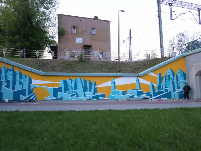 Artystyczne malowanie ścian -mural graffiti ilustracja