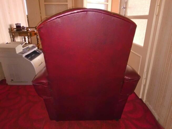 Fotel na kółkach fotele PRL imitacja skóra wiśnia