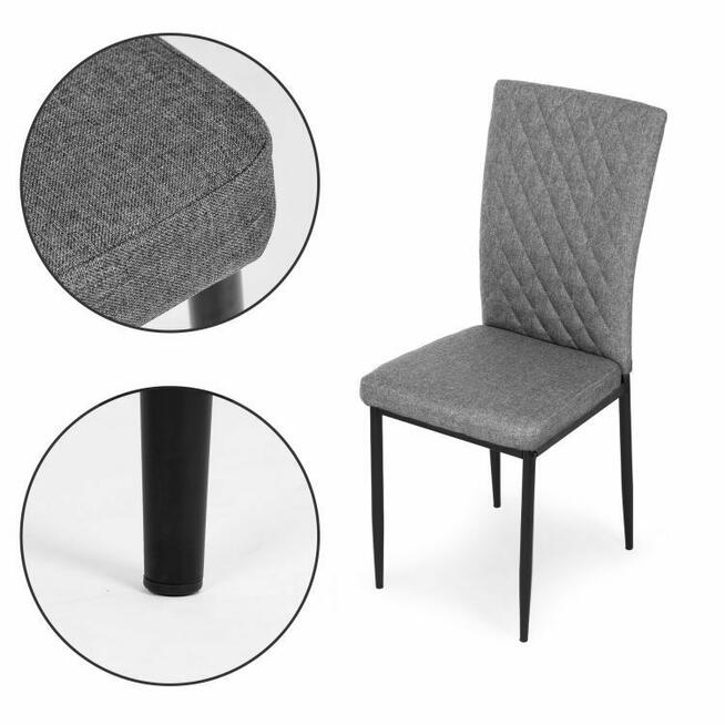 Komplet krzeseł pikowanych do jadalni i salonu 4szt szare